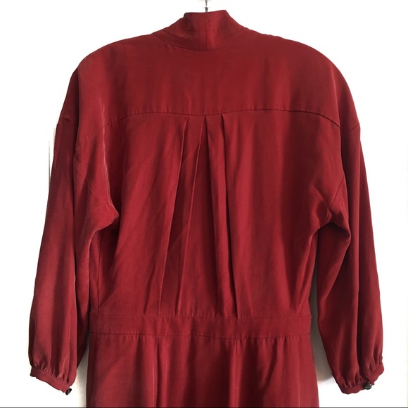 EVER - red asymmetric silk shirt dress - P - Picture 11 of 12